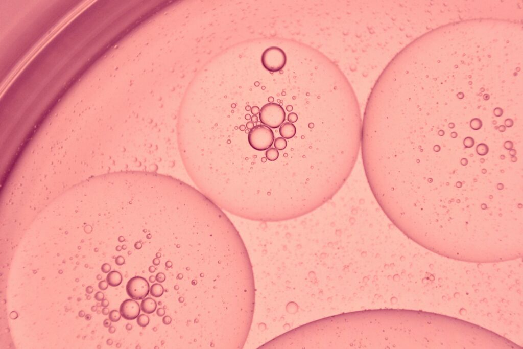 Microscopic View of Pink Bubbles